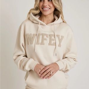 NWT Wifey Teddy Hoodie - Champagne